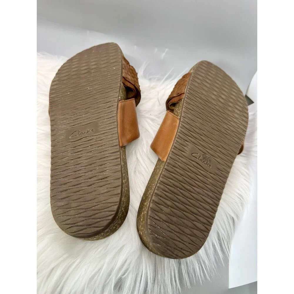 Clarks Rosilla Derby Women’s Leather Sandals Dark Tan Combi Unstructured Size 7